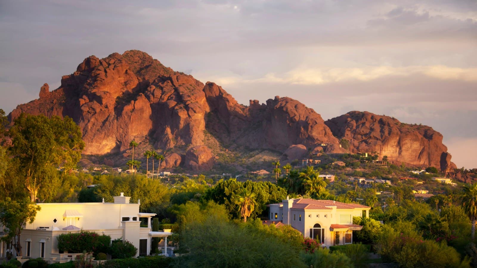 Luxury Scottsdale homes set against the red rocks